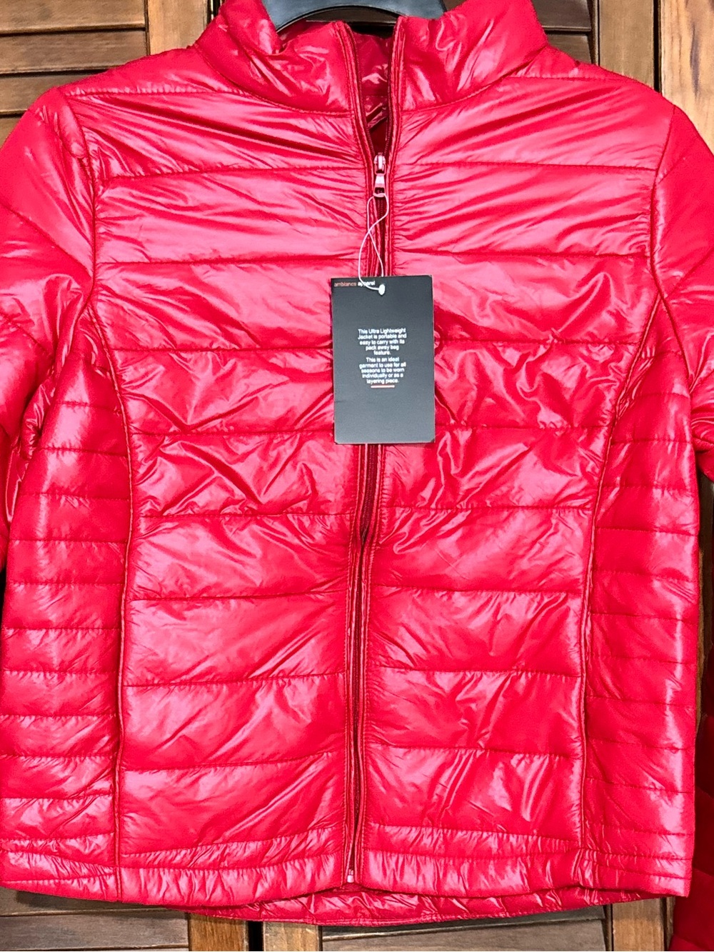Ambiance Red Lightweight packable Puffer Jacket - Women